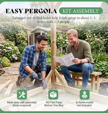 Alora Large Outdoor Cedar Wood Pergola Kit With Slatted Roof (SAK31064)