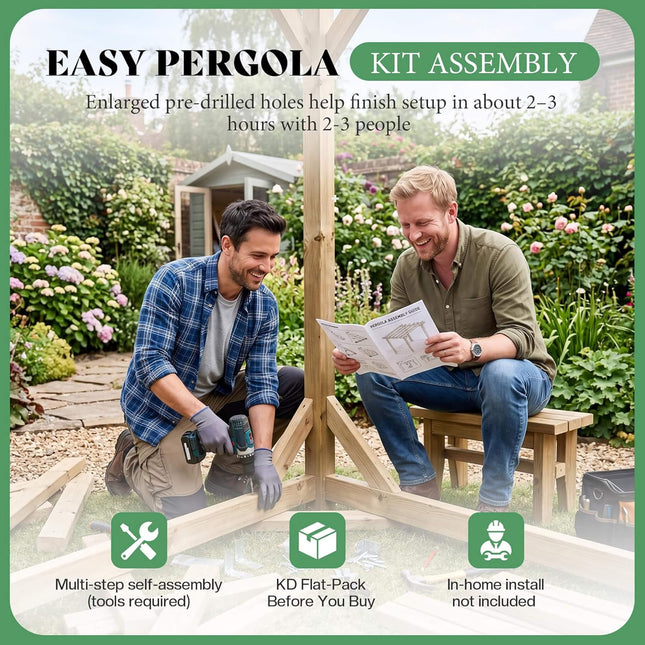 Alora Large Outdoor Cedar Wood Pergola Kit With Slatted Roof (SAK31064) - Pergolas | Patioza