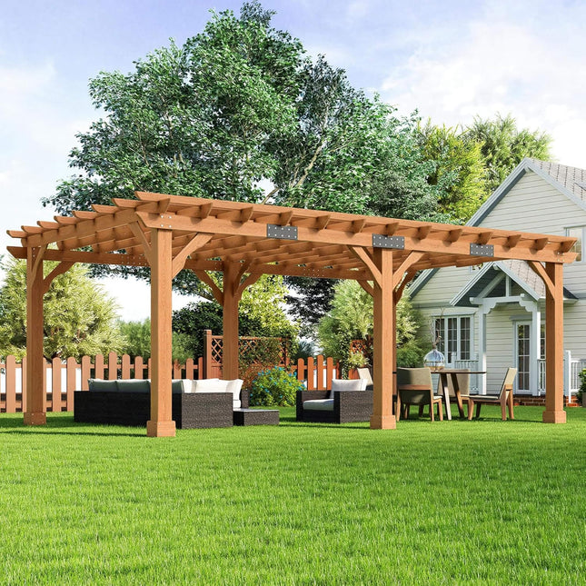 Alora Large Outdoor Cedar Wood Pergola Kit With Slatted Roof (SAK31064) - Pergolas | Patioza