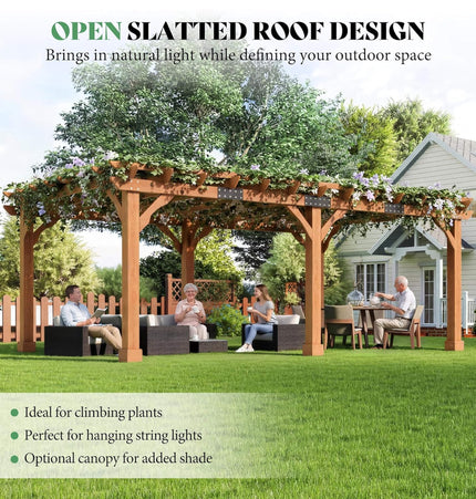 Alora Large Outdoor Cedar Wood Pergola Kit With Slatted Roof (SAK31064)