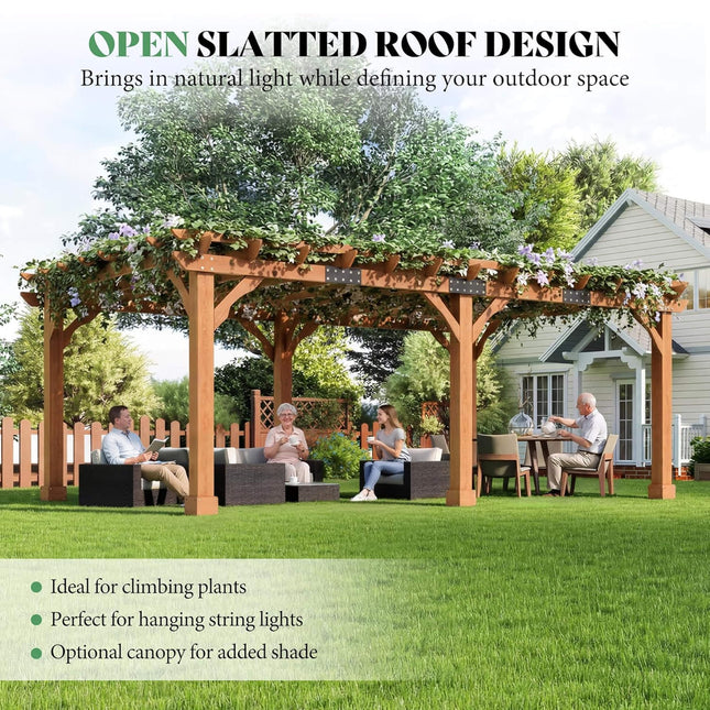 Alora Large Outdoor Cedar Wood Pergola Kit With Slatted Roof (SAK31064) - Pergolas | Patioza