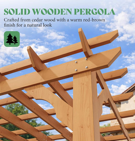 Alora Large Outdoor Cedar Wood Pergola Kit With Slatted Roof (SAK31064)