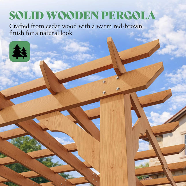 Alora Large Outdoor Cedar Wood Pergola Kit With Slatted Roof (SAK31064) - Pergolas | Patioza