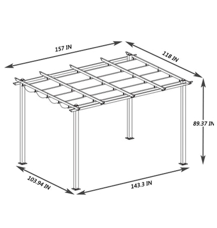Alora 10x13 Ft. Outdoor Patio Pergola with Canopy and Retractable Sun Shades
