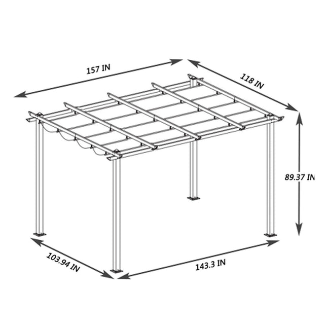Alora 10x13 Ft. Outdoor Patio Pergola with Canopy and Retractable Sun Shades