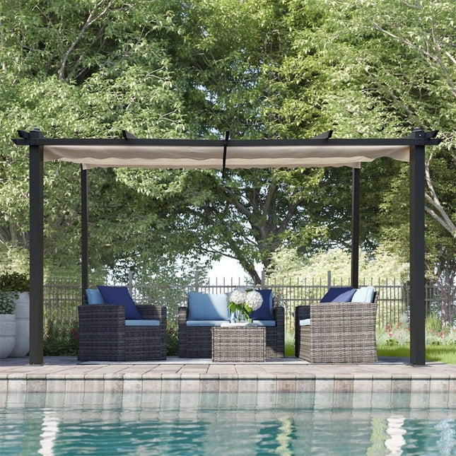 Alora 10x13 Ft. Outdoor Patio Pergola with Canopy and Retractable Sun Shades - Pergolas | Patioza