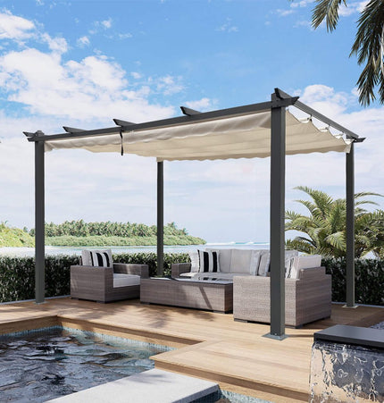 Alora 10x13 Ft. Outdoor Patio Pergola with Canopy and Retractable Sun Shades