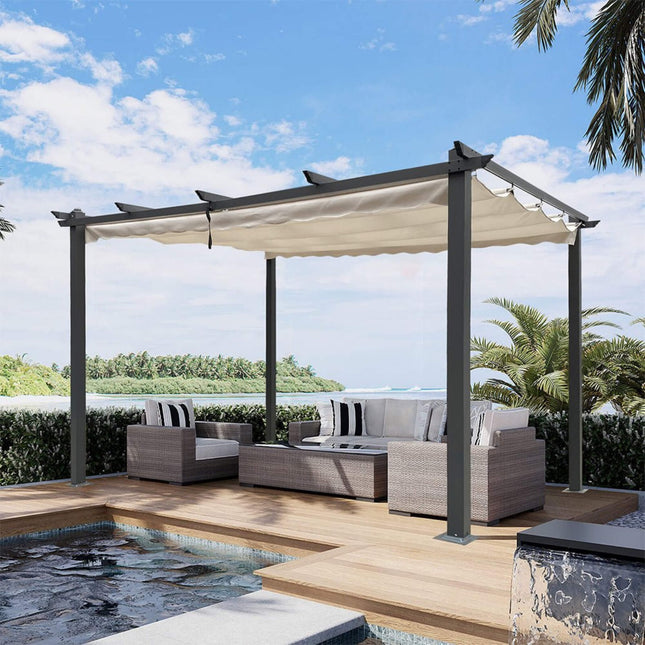 Alora 10x13 Ft. Outdoor Patio Pergola with Canopy and Retractable Sun Shades