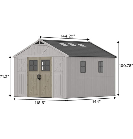 Alora Large Resin Outdoor Storage Shed With Floor, Windows, And Lockable Door (SAK98421)