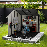 Alora Large Resin Outdoor Storage Shed With Floor, Windows, And Lockable Door (SAK98421) - Storage Sheds | Patioza
