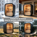 Thermora Lund Luxury 2-Person Outdoor Spruce Wood Cube Sauna Kit With 4.5KW Electric Stove (SAK74290) - Saunas | Patioza