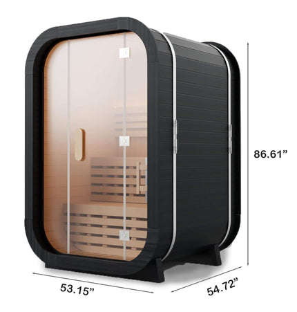 Thermora Lund Luxury 2-Person Outdoor Spruce Wood Cube Sauna Kit With 4.5KW Electric Stove (SAK74290) - Saunas | Patioza