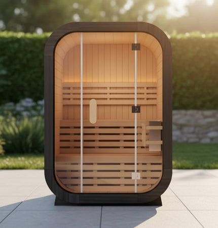 Thermora Lund Luxury 2-Person Outdoor Spruce Wood Cube Sauna Kit With 4.5KW Electric Stove (SAK74290) - Saunas | Patioza