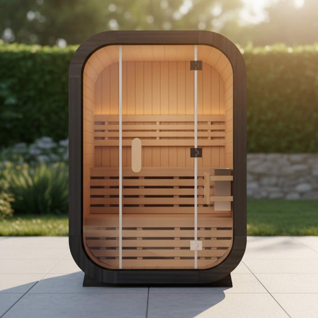 Thermora Lund Luxury 2-Person Outdoor Spruce Wood Cube Sauna Kit With 4.5KW Electric Stove (SAK74290) - Saunas | Patioza