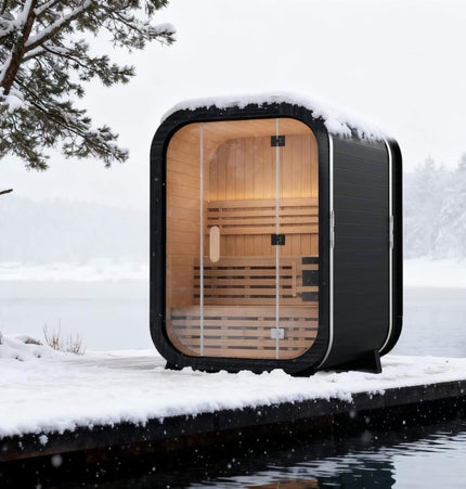 Thermora Lund Luxury 2-Person Outdoor Spruce Wood Cube Sauna Kit With 4.5KW Electric Stove (SAK74290) - Saunas | Patioza