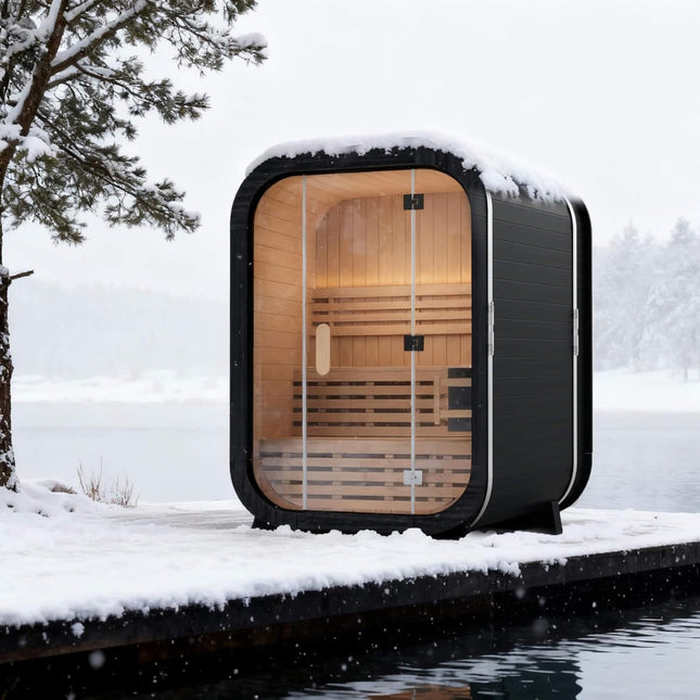Thermora Lund Luxury 2-Person Outdoor Spruce Wood Cube Sauna Kit With 4.5KW Electric Stove (SAK74290) - Saunas | Patioza