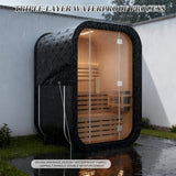 Thermora Lund Luxury 2-Person Outdoor Spruce Wood Cube Sauna Kit With 4.5KW Electric Stove (SAK74290) - Saunas | Patioza