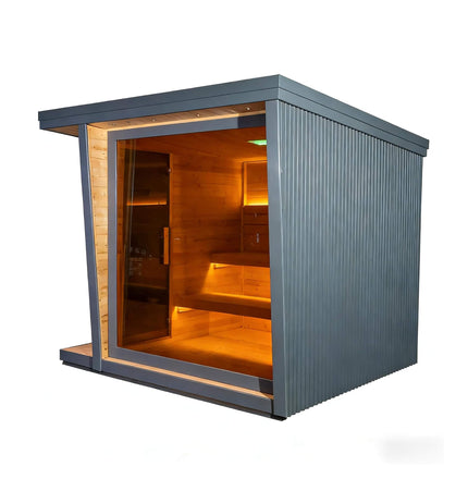 Thermora Noir Luxury 6-Person Outdoor Traditional Steam Sauna With 6KW 220V Sauna Heater And Stones (SAK39275) - Saunas | Patioza