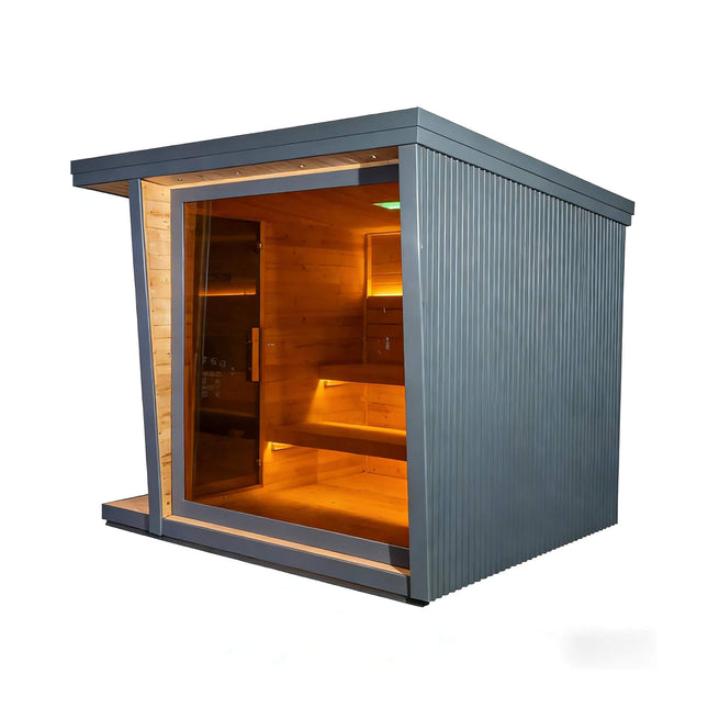Thermora Noir Luxury 6-Person Outdoor Traditional Steam Sauna With 6KW 220V Sauna Heater And Stones (SAK39275) - Saunas | Patioza