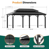 Alora Luxury Double Roof Hardtop Aluminum Gazebo With Decor Hooks, Mosquito Nettings, And LED Lights (SAK91824) - Gazebos | Patioza