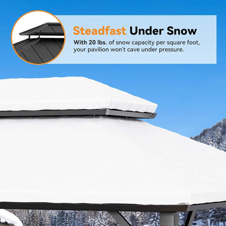 Alora Luxury Double Roof Hardtop Aluminum Gazebo With Decor Hooks, Mosquito Nettings, And LED Lights (SAK91824) - Gazebos | Patioza