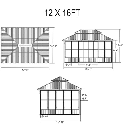 Alora Oasis Luxury Heavy-Duty Hardtop Sunroom With Aluminum Frame And LED Lights (SAK79102) - Sunrooms | Patioza