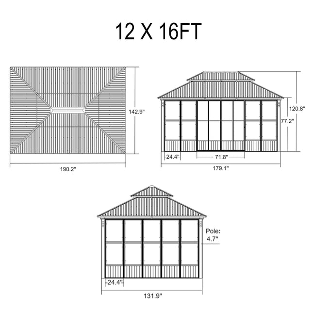Alora Oasis Luxury Heavy-Duty Hardtop Sunroom With Aluminum Frame And LED Lights (SAK79102) - Sunrooms | Patioza