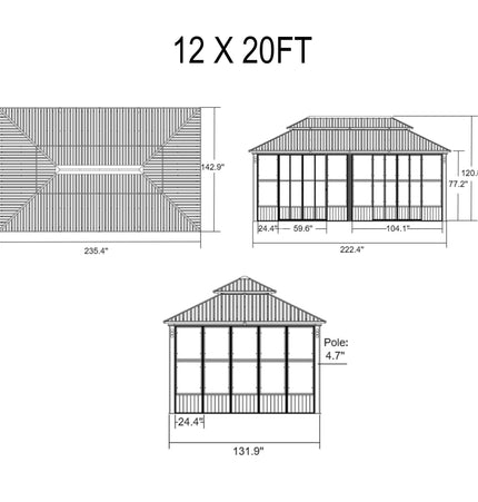 Alora Oasis Luxury Heavy-Duty Hardtop Sunroom With Aluminum Frame And LED Lights (SAK79102) - Sunrooms | Patioza