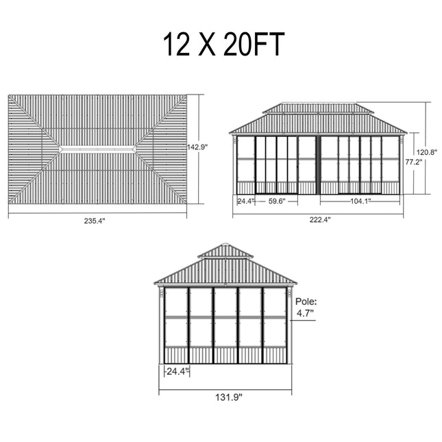 Alora Oasis Luxury Heavy-Duty Hardtop Sunroom With Aluminum Frame And LED Lights (SAK79102) - Sunrooms | Patioza