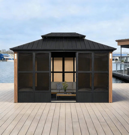Alora Oasis Luxury Heavy-Duty Hardtop Sunroom With Aluminum Frame And LED Lights (SAK79102) - Sunrooms | Patioza