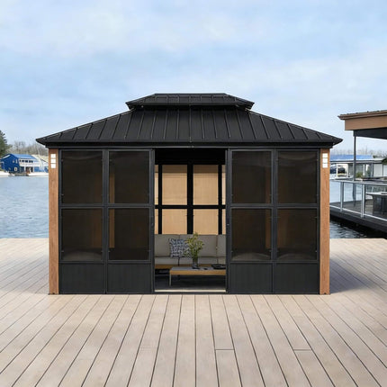 Alora Oasis Luxury Heavy-Duty Hardtop Sunroom With Aluminum Frame And LED Lights (SAK79102) - Sunrooms | Patioza