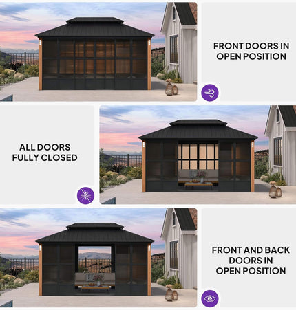 Alora Oasis Luxury Heavy-Duty Hardtop Sunroom With Aluminum Frame And LED Lights (SAK79102) - Sunrooms | Patioza