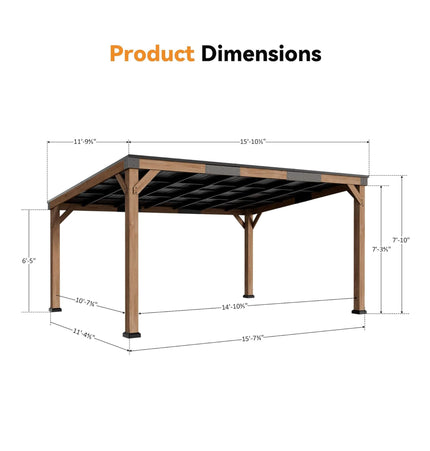 Alora Luxury Modern Cedar Gazebo With Sloped Hardtop Roof (SAK35720) - Canopies & Gazebos | Patioza