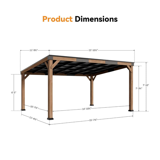 Alora Luxury Modern Cedar Gazebo With Sloped Hardtop Roof (SAK35720) - Canopies & Gazebos | Patioza