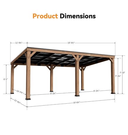 Alora Luxury Modern Cedar Gazebo With Sloped Hardtop Roof (SAK35720) - Canopies & Gazebos | Patioza