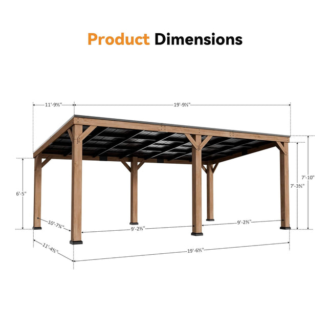 Alora Luxury Modern Cedar Gazebo With Sloped Hardtop Roof (SAK35720) - Canopies & Gazebos | Patioza