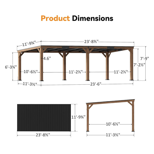 Alora Luxury Modern Cedar Gazebo With Sloped Hardtop Roof (SAK35720) - Canopies & Gazebos | Patioza