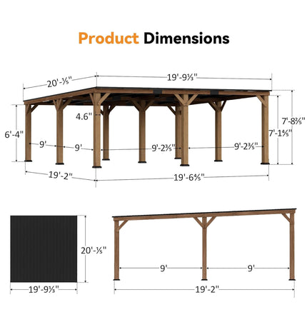 Alora Luxury Modern Cedar Gazebo With Sloped Hardtop Roof (SAK35720) - Canopies & Gazebos | Patioza