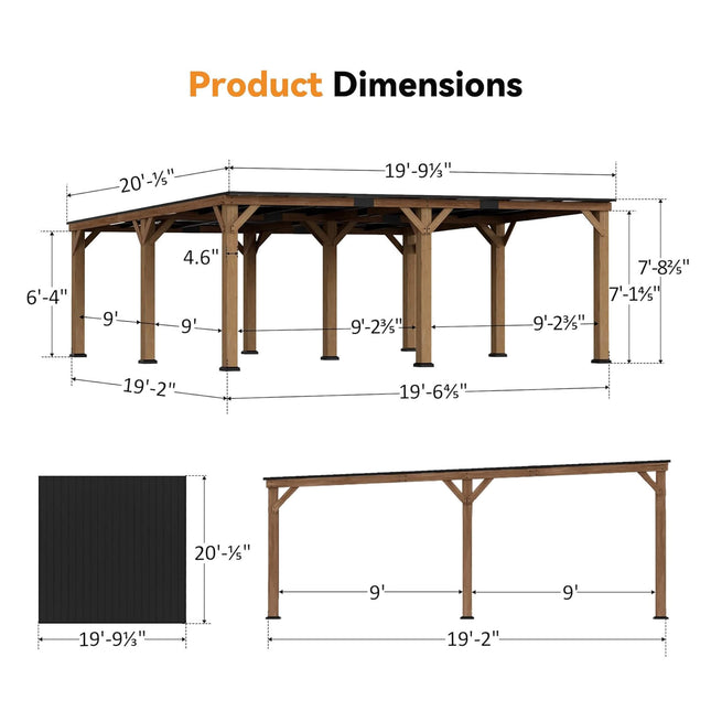 Alora Luxury Modern Cedar Gazebo With Sloped Hardtop Roof (SAK35720) - Canopies & Gazebos | Patioza