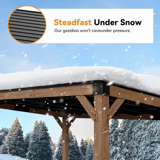 Alora Luxury Modern Cedar Gazebo With Sloped Hardtop Roof (SAK35720) - Canopies & Gazebos | Patioza