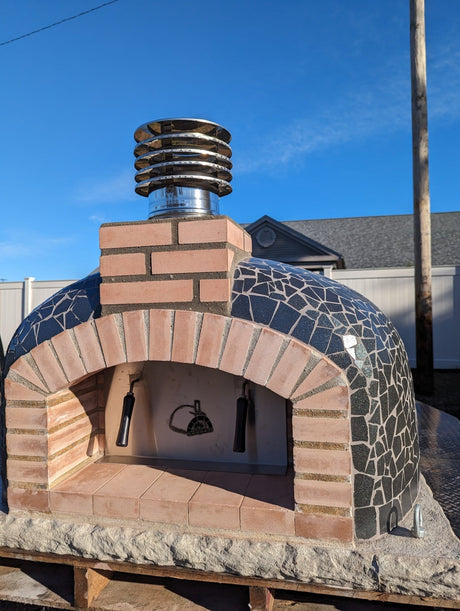 Traditional Wood Fired Brick Pizza Oven - Mediterranean Pro Mosaic - Traditional Wood Fired Brick Oven | Patioza