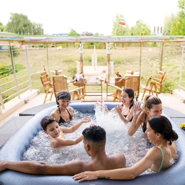 MSpa Tekapo Comfort Series Six-Person Inflatable Square Bubble Spa Hot Tub With 132 Bubble Jets [C-TE062] (SAK80641) - Hot Tubs | Patioza
