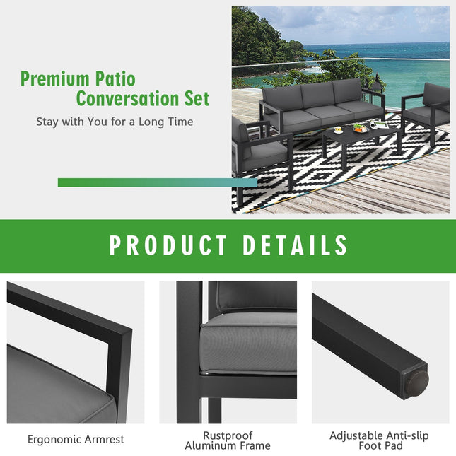 4 Pieces Outdoor Furniture Set for Backyard and Poolside - Gray - Patio Furniture | Patioza