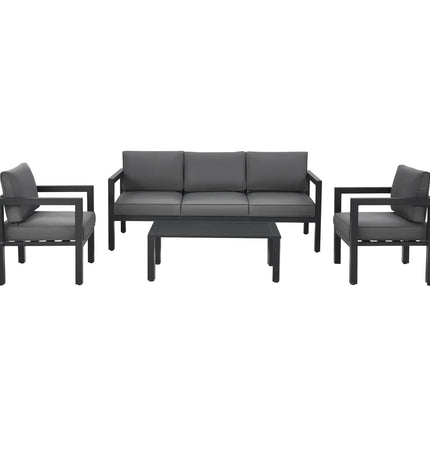 4 Pieces Outdoor Furniture Set for Backyard and Poolside - Gray - Patio Furniture | Patioza