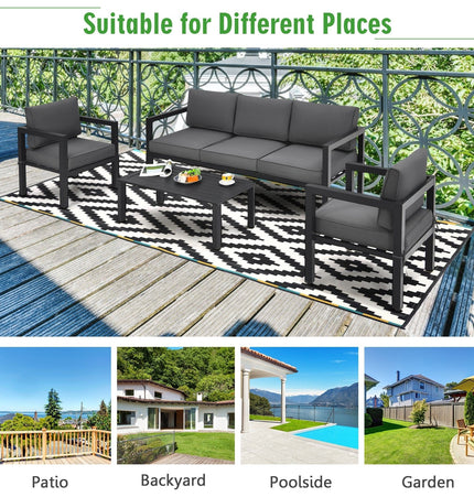 4 Pieces Outdoor Furniture Set for Backyard and Poolside - Gray - Patio Furniture | Patioza