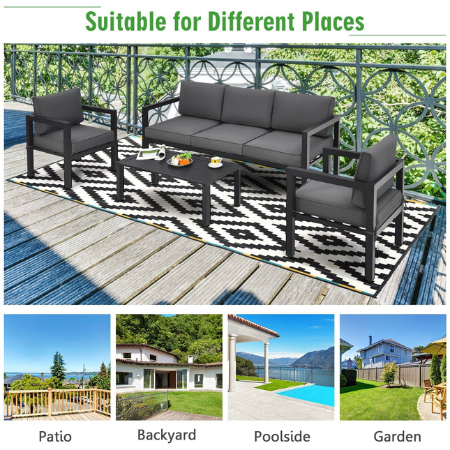 4 Pieces Outdoor Furniture Set for Backyard and Poolside - Gray - Patio Furniture | Patioza