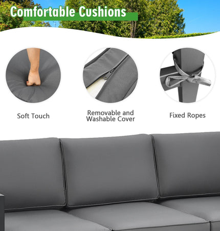 4 Pieces Outdoor Furniture Set for Backyard and Poolside - Gray - Patio Furniture | Patioza