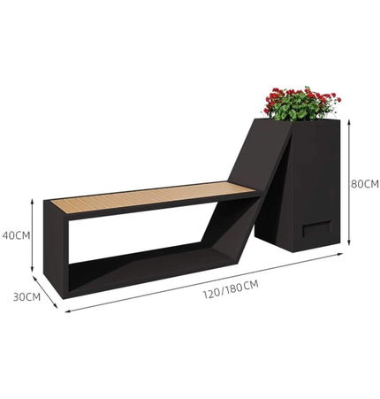 4FT Outdoor Commercial All-Weather Metal Bench With Planter Box [Made-To-Order] (SAK57219)