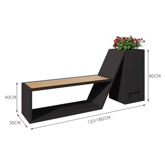 4FT Outdoor Commercial All-Weather Metal Bench With Planter Box [Made-To-Order] (SAK57219) - Potting Benches & Tables | Patioza