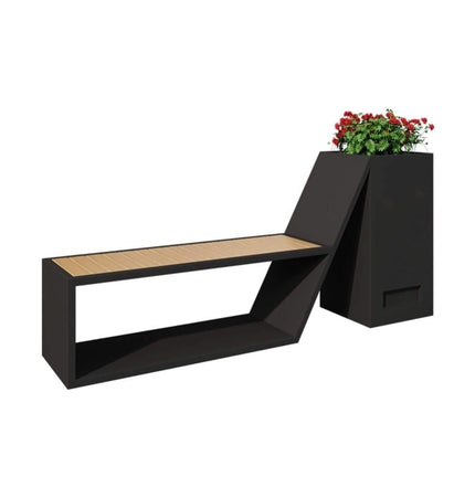 4FT Outdoor Commercial All-Weather Metal Bench With Planter Box [Made-To-Order] (SAK57219)